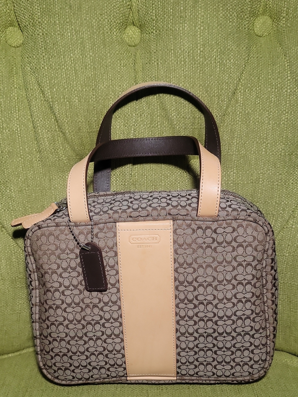 Coach Y2K Signature Cosmetic Large Bag Taupe and Tan